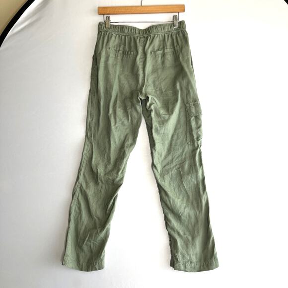 Green Linen Ankle Pant by Rachel Zoe Elastic Waist Cargo Pant Casual Summer S - Picture 6 of 9